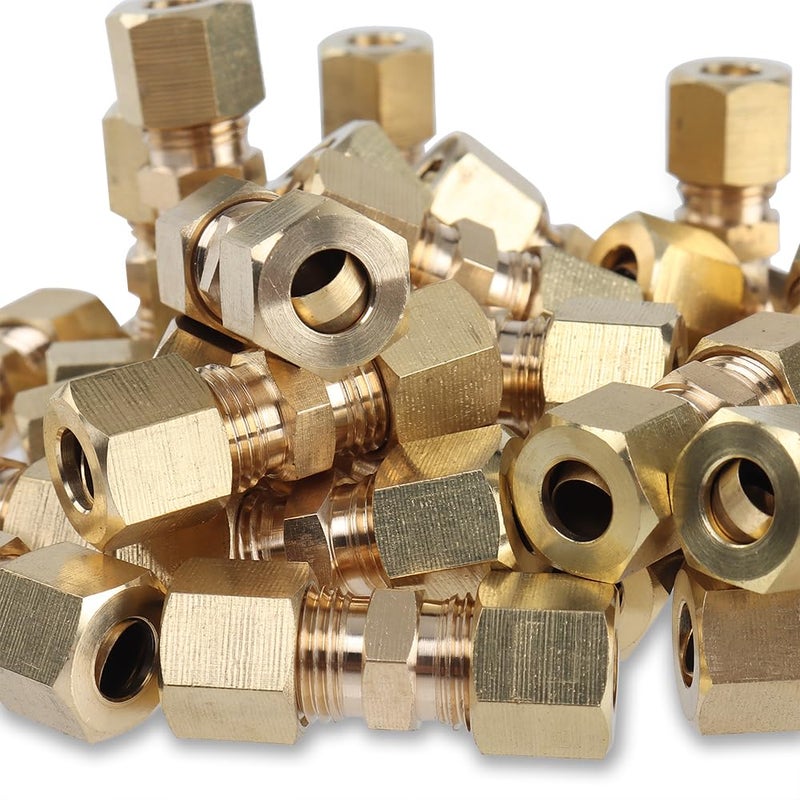 LTWFITTING 1/4-Inch OD Compression Union,Brass Compression Fitting(Pack of 30) - Image 1